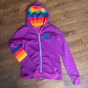 Aviator Nation Rainbow Zip Up Hoodie - S